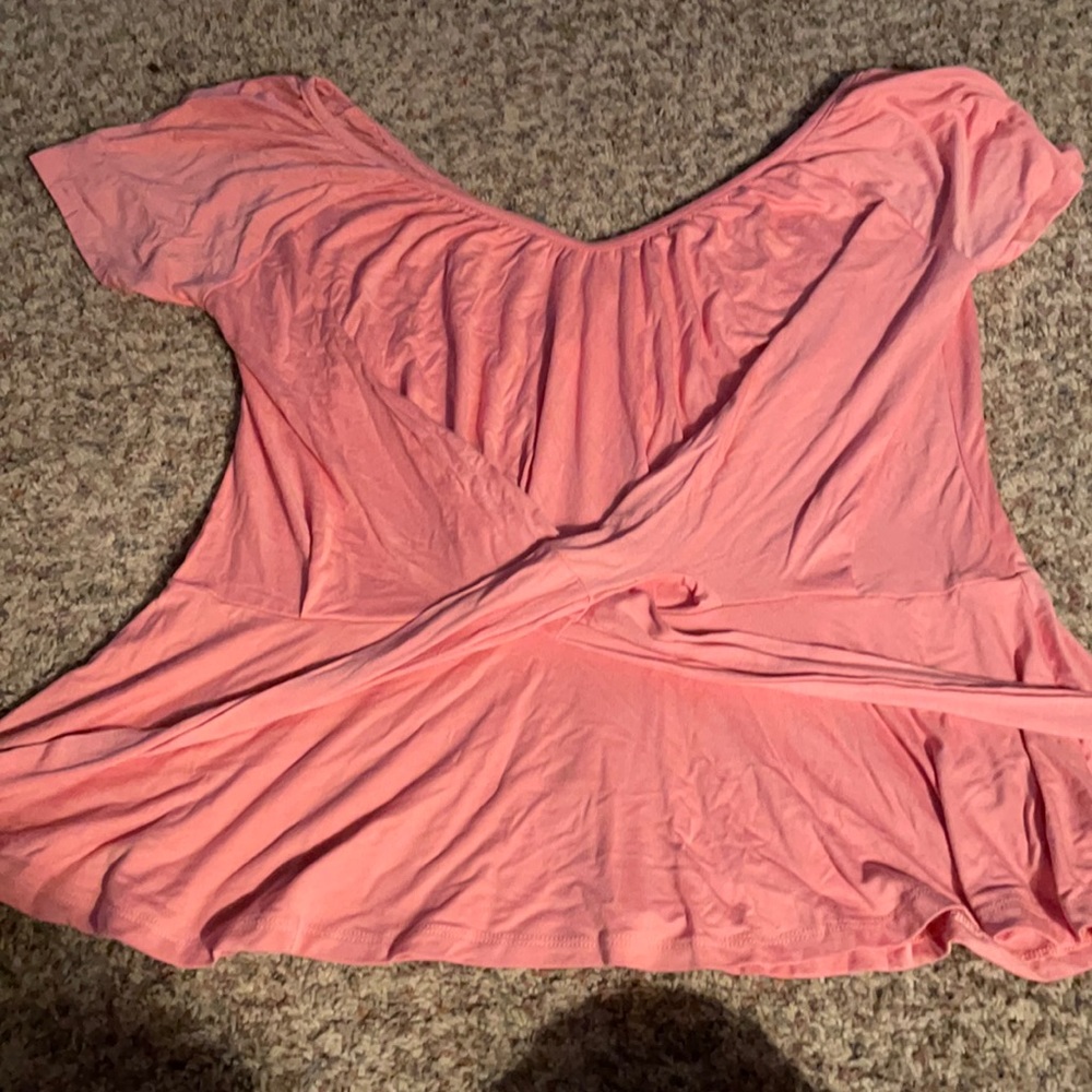 Peach Loveappella Peplum Tie Top